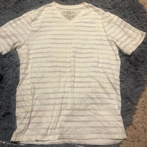 American Rag Men's White Tee with Blue Stripes